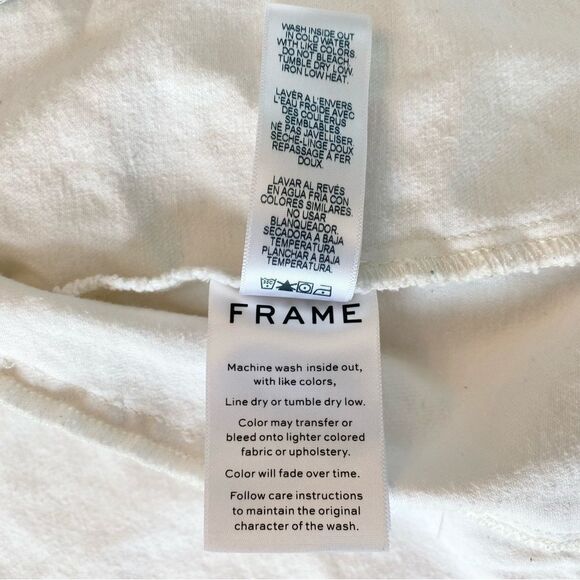 Frame Block Denim Jacket Contrast Collar XS X-Small Off White Black Raw Hem - Picture 7 of 8